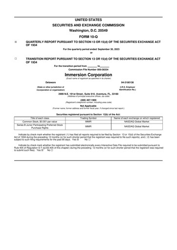 Miniature Immersion Corporation
 10-Q Rapport trimestriel 2023 