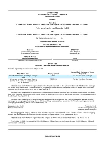 Miniature Vicarious Surgical 10-Q Rapport trimestriel 2023 