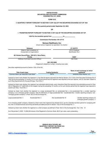 Thumbnail Sensus Healthcare 10-Q Quarterly Report FY2023 
