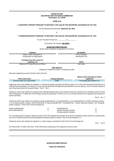 Thumbnail Quantum Computing 10-Q Quarterly Report FY2023 