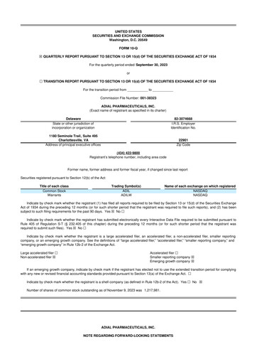 Thumbnail Adial Pharmaceuticals
 10-Q Quarterly Report FY2023 