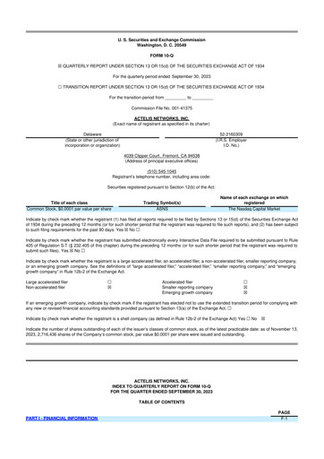 Thumbnail Actelis Networks 10-Q Quarterly Report FY2023 