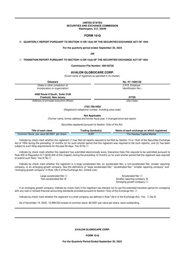 Thumbnail Avalon GloboCare 10-Q Quarterly Report FY2023 