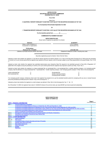 Miniature Serve Robotics 10-Q Rapport trimestriel 2023 