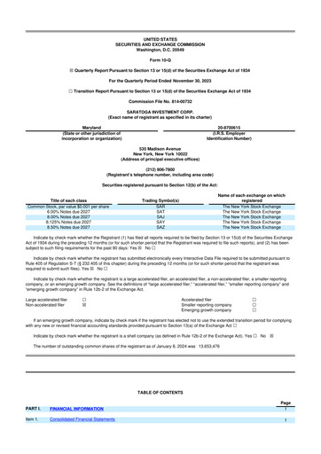 Thumbnail Saratoga Investment 10-Q Quarterly Report FY2024 