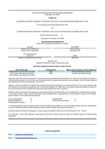 Thumbnail RBC Bearings 10-Q Quarterly Report FY2024 