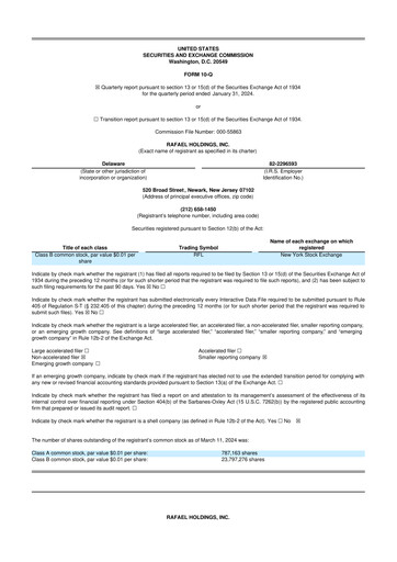 Thumbnail Rafael Holdings 10-Q Quarterly Report FY 