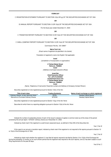 Vorschaubild Maris Tech 20-F Jahresbericht 2023