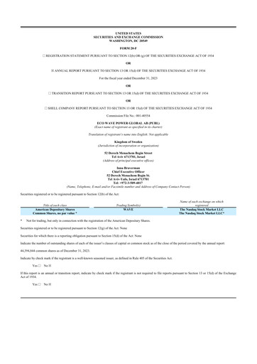 Thumbnail Eco Wave Power Global 20-F Annual Report 2023