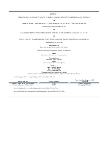 Thumbnail Jeffs' Brands 20-F Annual Report 2023