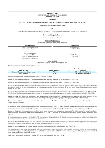 Thumbnail Versus Systems 10-K Annual Report 2023