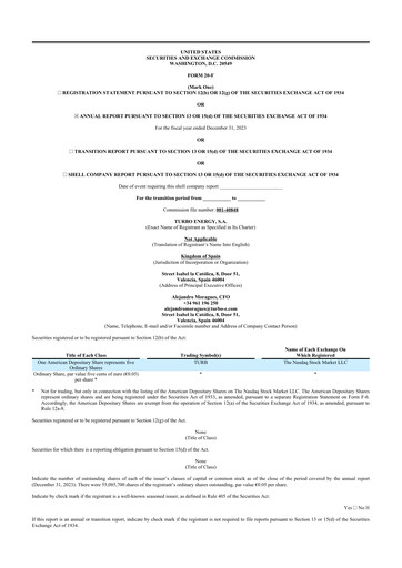 Thumbnail Turbo Energy 20-F Annual Report 2023