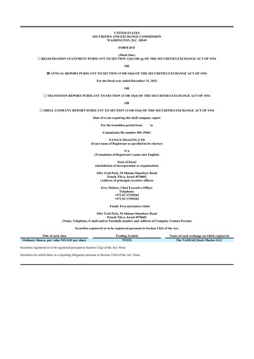 Thumbnail Nano-X Imaging 20-F Annual Report 2023