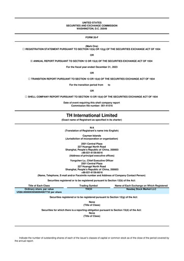 Thumbnail TH International (Tims China) 20-F Annual Report 2023