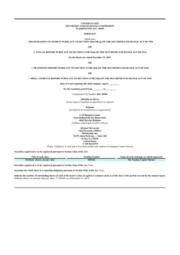 Thumbnail MDxHealth 20-F Annual Report 2023