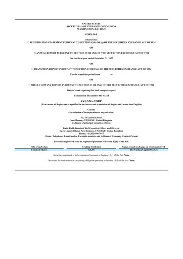 Thumbnail Akanda 20-F Annual Report 2023