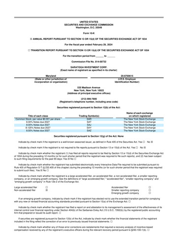 Thumbnail Saratoga Investment 10-K Annual Report 2024