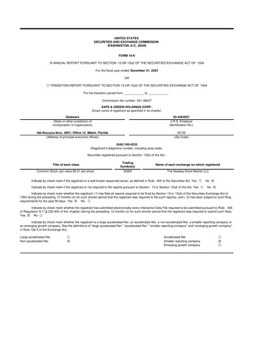 Thumbnail Safe & Green Holdings 10-K Annual Report 2023