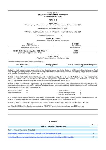 Thumbnail Zion Oil & Gas 10-Q Quarterly Report FY2024 