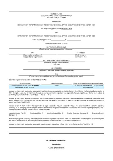 Miniature SB Financial Group 10-Q Rapport trimestriel 2024 