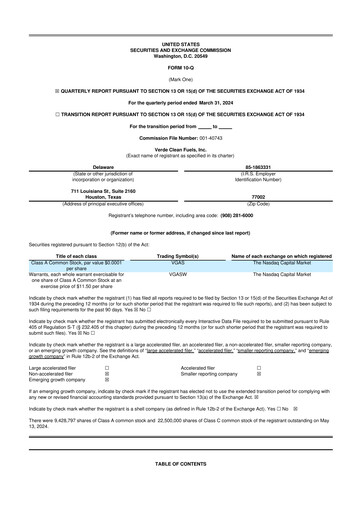Thumbnail Verde Clean Fuels 10-Q Quarterly Report FY 