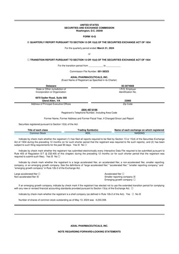Thumbnail Adial Pharmaceuticals
 10-Q Quarterly Report FY2024 