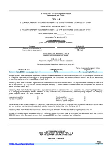 Thumbnail Actelis Networks 10-Q Quarterly Report FY2024 