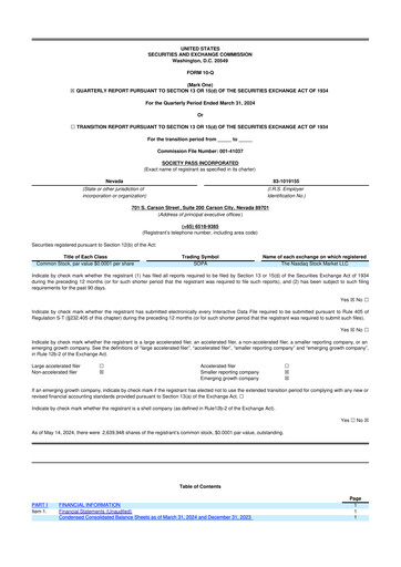 Thumbnail Society Pass 10-Q Quarterly Report FY2024 