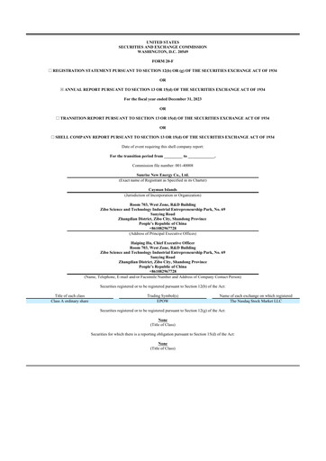 Thumbnail Sunrise New Energy 20-F Annual Report 2023