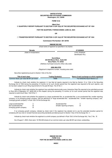 Miniature INmune Bio 10-Q Rapport trimestriel 2024 