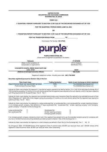 Vorschaubild Purple Innovation
 10-Q Quartalsbericht  
