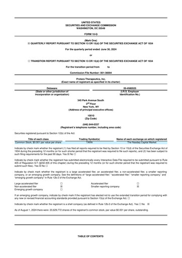 Thumbnail Protara Therapeutics 10-Q Quarterly Report FY2024 