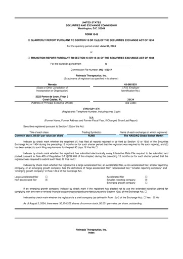 Thumbnail Relmada Therapeutics 10-Q Quarterly Report FY2024 
