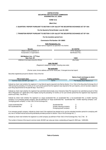 Thumbnail Hoth Therapeutics 10-Q Quarterly Report FY2024 