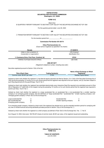 Thumbnail Citius Pharmaceuticals
 10-Q Quarterly Report FY2024 