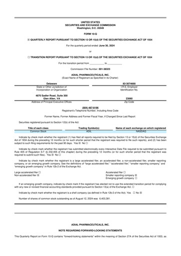 Thumbnail Adial Pharmaceuticals
 10-Q Quarterly Report FY2024 