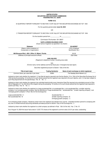 Miniature Safe & Green Holdings 10-Q Rapport trimestriel 2024 