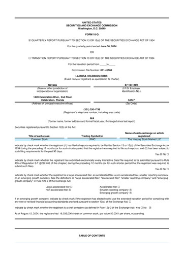 Vorschaubild La Rosa Holdings 10-Q Quartalsbericht 2024 