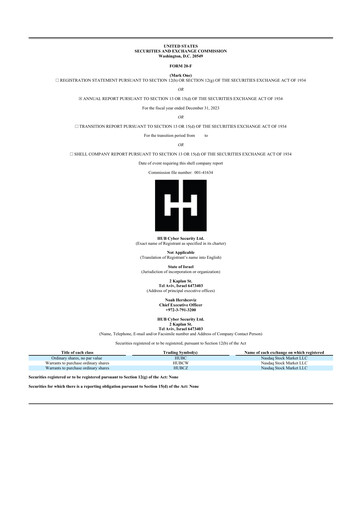 Vorschaubild HUB Cyber Security 20-F Jahresbericht 2023