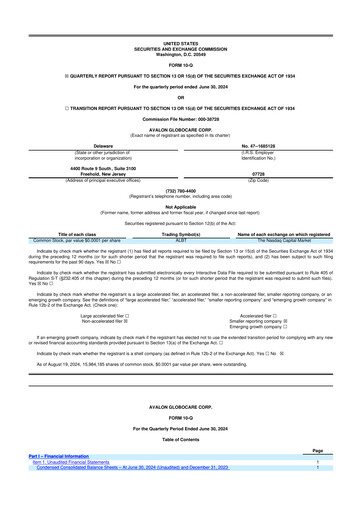 Thumbnail Avalon GloboCare 10-Q Quarterly Report FY2024 