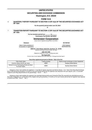 Miniature Immersion Corporation
 10-Q Rapport trimestriel 2024 