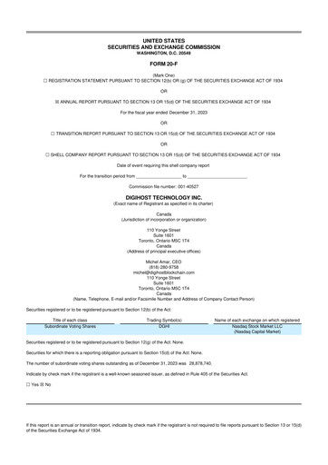 Miniature DigiPowerX 20-F Rapport annuel 2023