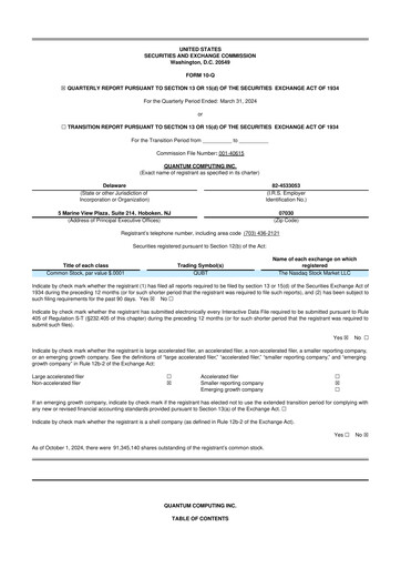 Thumbnail Quantum Computing 10-Q Quarterly Report FY2024 