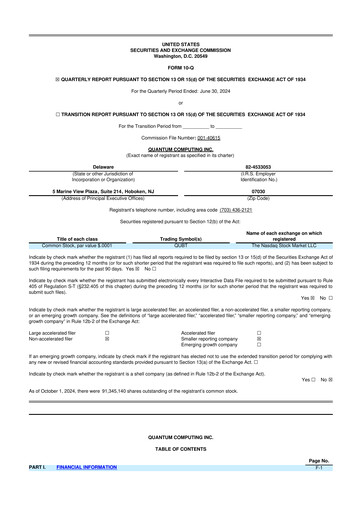 Thumbnail Quantum Computing 10-Q Quarterly Report FY2024 