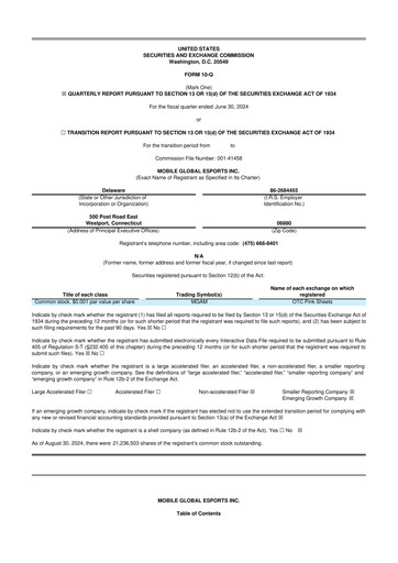 Vorschaubild Mobile Global Esports (Mogo) 10-Q Quartalsbericht 2024 