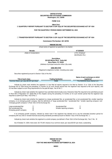 Miniature INmune Bio 10-Q Rapport trimestriel 2024 