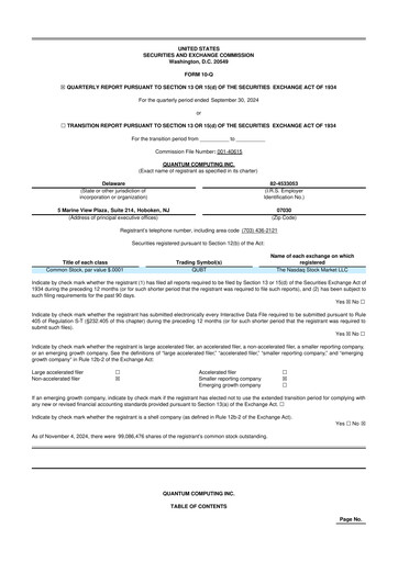 Thumbnail Quantum Computing 10-Q Quarterly Report FY2024 