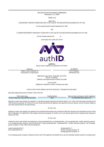 Thumbnail authID 10-Q Quarterly Report FY2024 