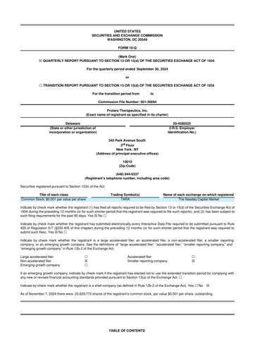 Thumbnail Protara Therapeutics 10-Q Quarterly Report FY2024 