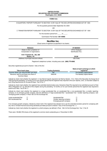 Miniature NextNav 10-Q Rapport trimestriel 2024 